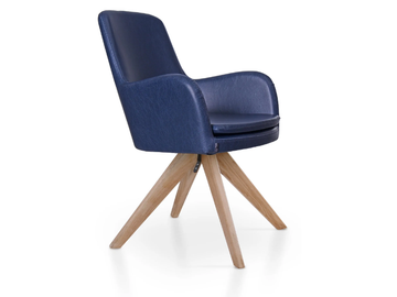 DOLPHIN SPIDER - Trestle-based leather chair with armrests by 5A Design - view 2